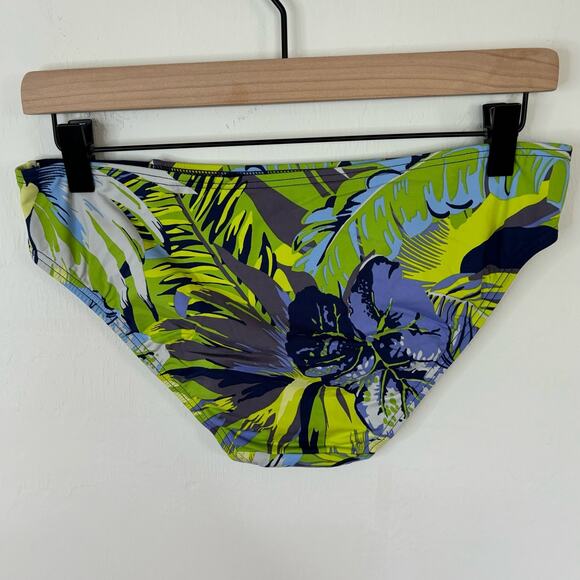 Title Nine Holy Grail Bikini Swim Bottoms - Dark Blue Lime Floral - Women Medium - Picture 2 of 4